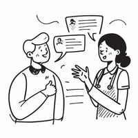 Nurse using positive gestures to reassure a patients family concept as A nurse using positive gestures to reassure a patients family showcasing positive body language empathy and e Clear vector