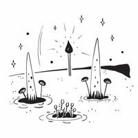 Night in the Tropical Rainforest concept as Nightfall brings out the mysterious and vibrant life in the tropical rainforest illuminated by bioluminescent fungi in Photo Stock Conc Clear Set 2 vector