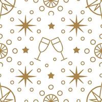 New Year seamless pattern with gold 2023 numbers sparkling stars and celebratory elements for a refined celebration feel concept as Refined New Year pattern with 2023 numbers spark Clear vector
