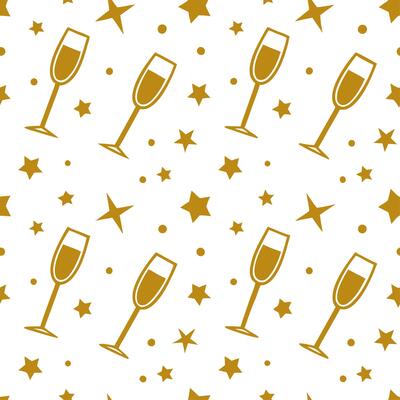 New Year seamless pattern with gold confetti sparkling stars and champagne glasses for an upscale New Year Eve look concept as Upscale New Year pattern with gold confetti sparkling Clear