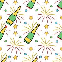 New Year seamless pattern with fireworks sparkling stars and celebratory confetti for a festive New Year Eve look concept as Vibrant New Year pattern featuring fireworks stars and Clear vector