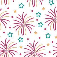 New Year seamless pattern with fireworks sparkling stars and celebratory confetti for a festive New Year Eve look concept as Vibrant New Year pattern featuring fireworks stars and Clear Set 2 vector