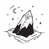 Mountain Summit at Night concept as A lone summit under a vast starry sky offers an awe inspiring view ideal for contemplation and cosmic wonder in Photo Stock Concept Clear Set 2 vector