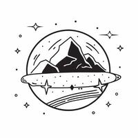 Mountain Ridge Under Stars concept as Stars twinkle above a rugged mountain ridge outlining the contours with a natural starry border in Photo Stock Concept Clear vector