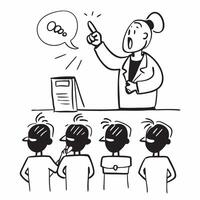 Motivational speaker using dynamic movements to engage a small group concept as A motivational speaker using dynamic movements to engage a small group highlighting positive body la Clear vector