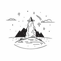 Mountain Summit at Night concept as A lone summit under a vast starry sky offers an awe inspiring view ideal for contemplation and cosmic wonder in Photo Stock Concept Clear vector