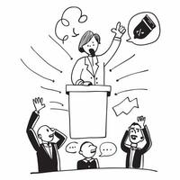 Motivational speaker using powerful body language to inspire a crowd concept as A motivational speaker using powerful body language to inspire a crowd highlighting positive body la Clear vector