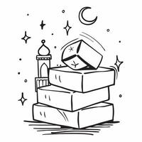 Moonlit Mosque Tiles concept as Serene tiles showing mosques under moonlit skies reflecting the peace and spirituality of Eid Al Adha nights in Photo Stock Concept Clear vector