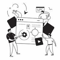 Mobile App Game Development concept as Developers work on a mobile game app focusing on creating engaging gameplay and user friendly interfaces in Photo Stock Concept Clear vector