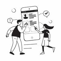 Mobile App for Dating and Relationships concept as Individuals explore potential romantic connections using a dating and relationships mobile app in Photo Stock Concept Clear vector