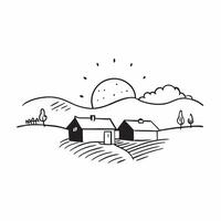 Misty Morning on the Farm concept as A rustic farm enveloped in morning mist capturing the tranquil start of a day in the countryside in Photo Stock Concept Clear vector