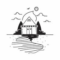 Misty Morning at the Lakeside Pavilion concept as A lakeside pavilion hidden in mist creating a magical setting for morning reflections and gatherings in Photo Stock Concept Clear Set 2 vector