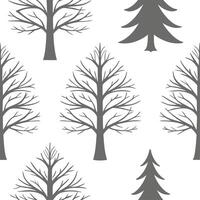 Minimalist winter seamless tile pattern with simple oak and pine silhouettes for modern decor concept as Simple oak and pine tree silhouettes arranged seamlessly for a minimalist a Clear vector