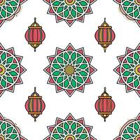 Middle Eastern geometric patterns and lanterns seamless tile pattern with intricate designs and rich colors for exotic decor concept as Intricate geometric patterns and rich colore Clear vector