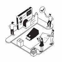 Managing Home with Smart Assistants concept as Individuals manage daily tasks and home appliances efficiently with the help of smart assistantsSimple flat illustration in isometri Clear Set 2 vector