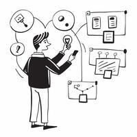 Managing Smart Home with Voice Commands concept as A young professional uses voice commands to manage lighting and media systems in their smart apartmentSimple flat illustration i Clear vector