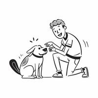 Man with quadriplegia interacting with his service dog concept as A man with quadriplegia joyfully interacting with his service dog emphasizing their strong bond and mutual support Clear vector