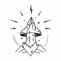 Lightning Strike on Mountain concept as Lightning strikes a mountain peak showcasing nature raw power and beauty in Photo Stock Concept Clear Set 2 vector