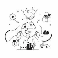 Local businesses collaborating on a sustainability initiative concept as Local businesses collaborating on a sustainability initiative highlighting corporate responsibility environ Clear vector