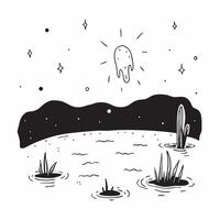 Luminous Night at Serene Lake concept as Bioluminescent algae light up a serene lake at night turning the water into a luminous spectacle under the stars in Photo Stock Concept Clear Set 2 vector