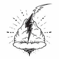 Lightning Strike on Mountain concept as Lightning strikes a mountain peak showcasing nature raw power and beauty in Photo Stock Concept Clear vector