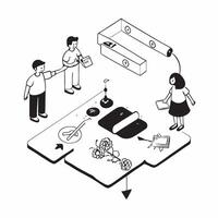 Kids Interacting with Smart Educational Toys concept as Children play and learn with smart educational toys in a tech enhanced home environmentSimple flat illustration in isometri Clear Set 2 vector
