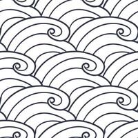 Japanese Ukiyo e seamless tile pattern with minimalist waves and traditional motifs for elegant home decor concept as Minimalist Ukiyo e wave designs arranged seamlessly for elegan Clear vector