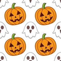 Jack o lanterns and ghosts seamless tile pattern with vibrant orange and spooky elements for festive Halloween decor concept as Vibrant orange jack o lanterns and spooky ghosts arr Clear vector