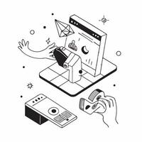 Integrating Smart Home with Entertainment Systems concept as Integrating smart home technology with home entertainment systems for an optimized viewing experienceSimple flat illus Clear Set 2 vector