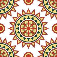 Integrate traditional South American art elements into a seamless tile design focusing on intricate patterns and bright natural color schemes concept as Create a seamless tile pat Clear vector