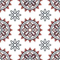 Integrate local South American symbols into seamless tile patterns focusing on geometric repetition and traditional iconography concept as Focus on integrating South American cult Clear vector