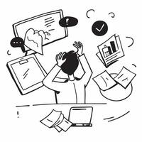 Ineffective Multi Tasking concept as An employee struggles with multitasking leading to errors and decreased efficiency in completing tasks in Photo Stock Concept Clear vector