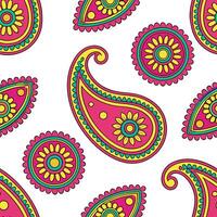 Indian vibrant sari patterns and paisleys seamless tile pattern with rich colors and traditional designs for cultural decor concept as Rich colored sari patterns and traditional pa Clear vector