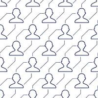 Imagine seamless tile patterns featuring VR avatar outlines circuit path lines and bright white framing for futuristic corporate materials concept as VR avatars line up with circui Clear vector