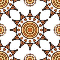 Illustrate seamless patterns influenced by Aboriginal art for use in creative industries ideal for product design branding and digital content generation concept as Incorporate sym Clear vector