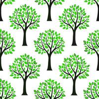 High contrast spring nature seamless pattern with bold tree trunks and vibrant greenery for dynamic spring designs concept as Bold spring nature pattern with strong tree trunks and Clear vector