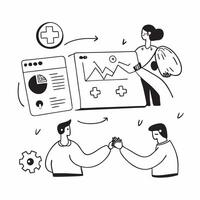 Health Data Visualization concept as Specialists using advanced visualization tools to interpret complex health data and improve healthcare outcomes in Photo Stock Concept Clear vector