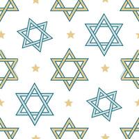 Hanukkah stars seamless pattern with delicate light blue tones and shimmering gold accents for a festive joyful design concept as Joyful Hanukkah stars pattern with light blue tone Clear vector