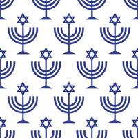 Hanukkah menorahs seamless tile pattern with blue and white colors for Jewish holiday decor concept as Blue and white menorahs arranged seamlessly to create elegant Hanukkah home d Clear vector
