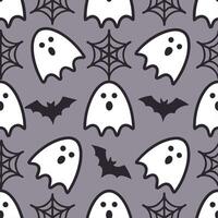Halloween ghosts and goblins seamless tile pattern with spooky elements and dark hues for eerie decor concept as Spooky ghosts and goblins arranged seamlessly with dark hues for ee Clear vector