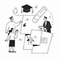 Graduate Career Planning concept as Recent graduates meet with career advisors to plan their initial steps in the professional world in Photo Stock Concept Clear vector