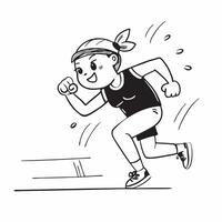 Girl with hearing impairment running a track race concept as A girl with a hearing impairment joyfully running in a track race highlighting her determination inclusion and the exhi Clear Set 2 vector