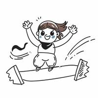 Girl with Down syndrome swimming in a relay race concept as A girl with Down syndrome enthusiastically participating in a relay race highlighting her determination inclusion and th Clear Set 2 vector