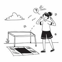 Girl with a hearing impairment enjoying a trampoline park concept as A girl with a hearing impairment joyfully bouncing at a trampoline park highlighting inclusion fun and the joy Clear vector