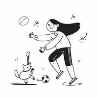 Girl with a prosthetic leg playing with her dog on the beach concept as A girl with a prosthetic leg joyfully playing with her dog on the beach highlighting their strong bond and t Clear vector