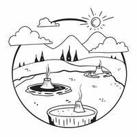 Geothermal Vents and Fumaroles concept as Geothermal vents and fumaroles release steam and gases providing a glimpse into the volcanic forces at play in Photo Stock Concept Clear Set 2 vector