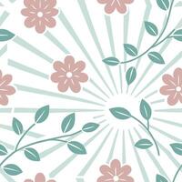 Gentle spring sunshine seamless pattern with soft rays and light floral elements for peaceful elegant designs concept as Elegant spring sunshine pattern with soft rays and delicate Clear vector