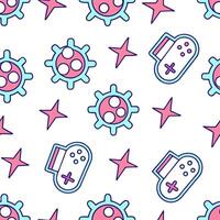 Generate seamless tile patterns with a cyberpunk aesthetic incorporating tech inspired symbols neon accents and white space separation concept as Tech inspired symbols neon accents Clear vector