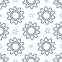 Generate seamless tile layouts with cosmic gear shapes orbit line motifs bright white backgrounds and subtle neon accents for futuristic design concept as Cosmic gear icons revolve Clear vector