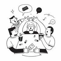 Friends enjoying a lively game night with snacks and drinks concept as Friends joyfully enjoying a lively game night with snacks and drinks highlighting fun togetherness and the ex Clear vector